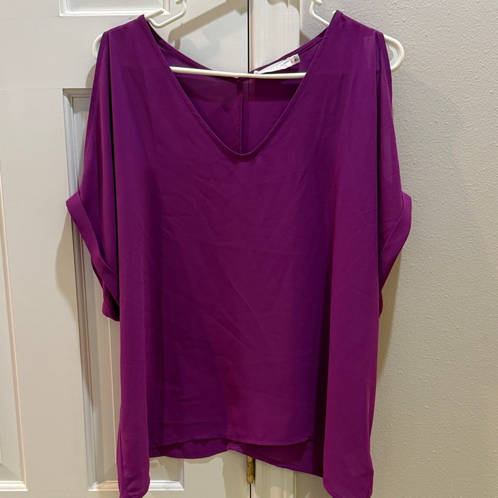 Lush Plum Cold-Shoulder Blouse